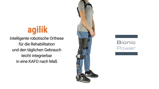 Agilik - Intelligente robotische Orthese für die Rehabilitation  und den täglichen Gebrauch leicht integrierbar in eine KAFO nach Maß