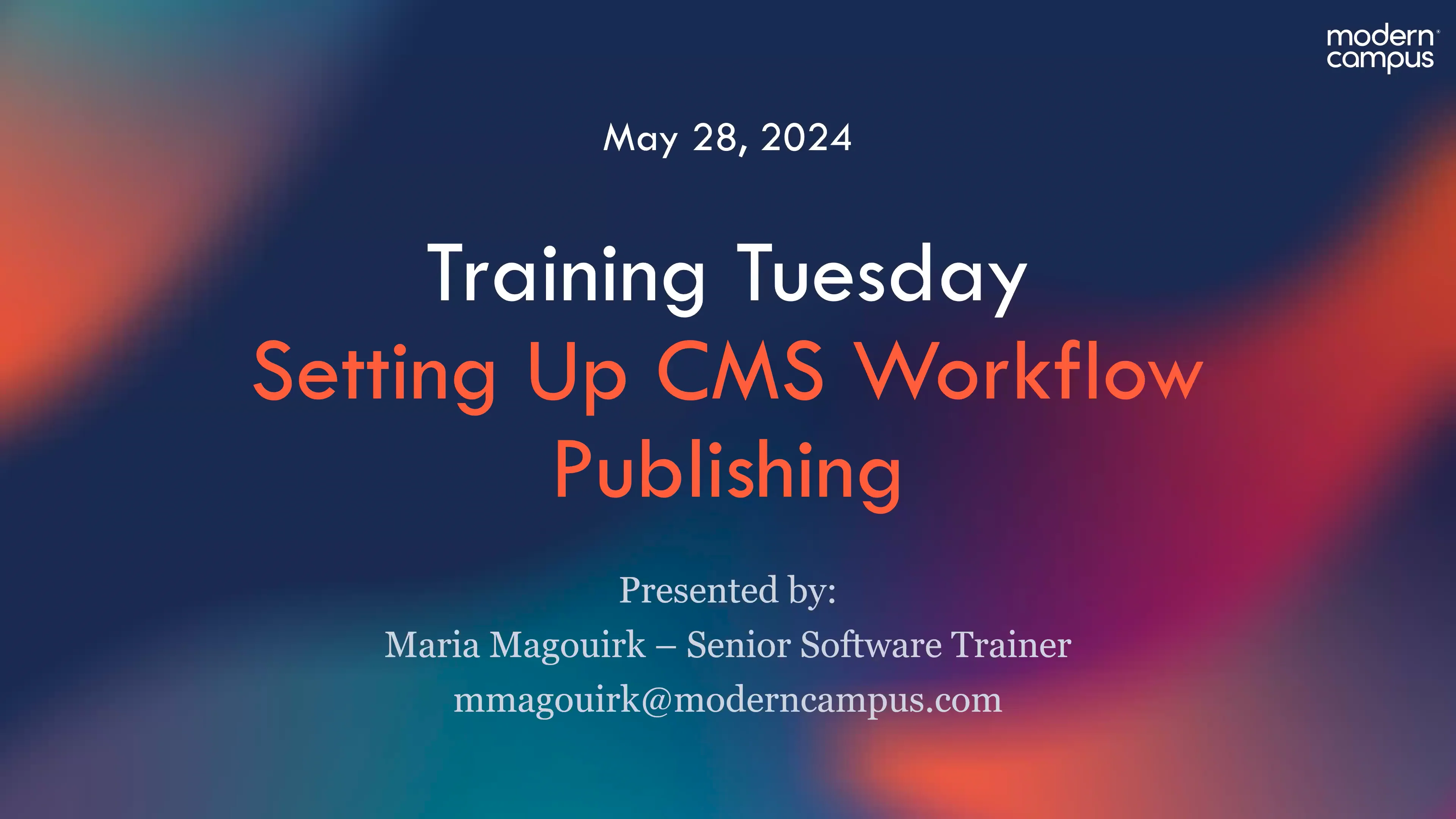 CMS Training Tuesday | CMS | Modern Campus Support