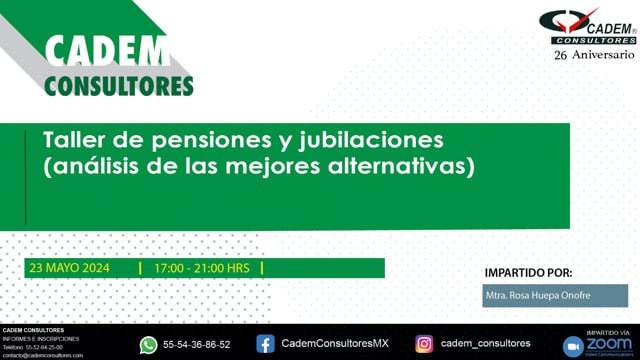 TALLER DE PENSIONES Y JUBILACIONES (ANÁLISIS DE LAS MEJORES ALTERNATIVAS)