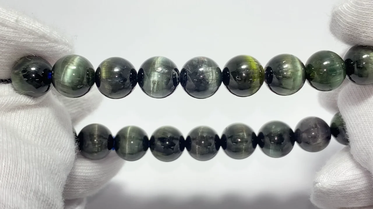 トルマリンキャッツアイ ラウンド8mm 1連(ブレスレット) NO.2【1点もの