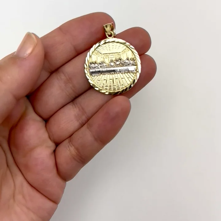 10K Real Gold Two-Tone Yellow White Textured Last Supper 10K Real Gold Two-Tone Yellow White Textured Last Supper