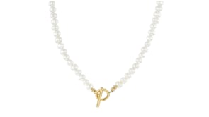 4-5mm Cultured Pearl Toggle Necklace with 14kt Yellow Gold