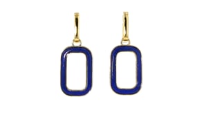 Lapis Paper Clip Link Drop Earrings in 18kt Gold Over Sterling