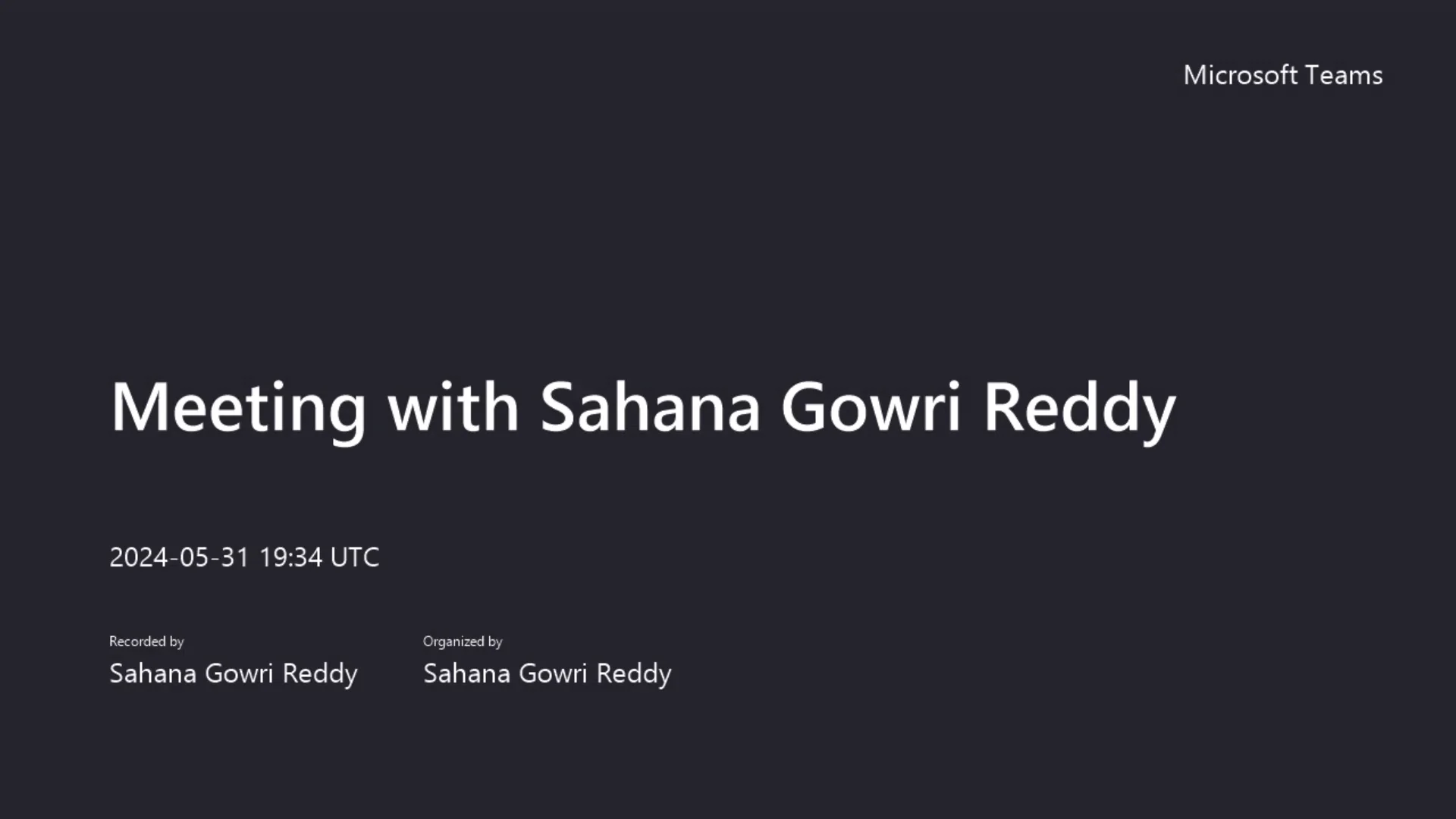 Sahana Reddy Pitch Video