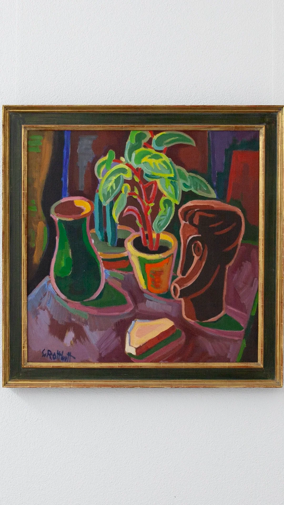 KARL SCHMIDT - ROTTLUFF、FRAU MIT ERNTEHU Karl Schmidt-Rottluff | Stilleben mit Holzplastik (1949