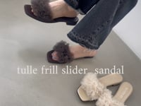 希少　現行完売商品　新品未使用　LE TALON モカ　チュールフリル　サンダル 希少 現行完売商品＊LE TALON モカ チュールフリル サンダル M