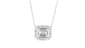 2.00 ct. t.w. Round and Emerald-Cut Lab-Grown Diamond Necklace in 14kt White Gold