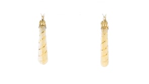 Carved Mother-of-Pearl Hoop Earrings with 14kt Yellow Gold