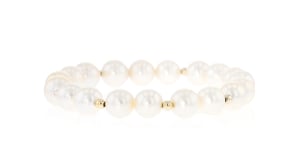 9-10mm Cultured Pearl Stretch Bracelet with 14kt Yellow Gold