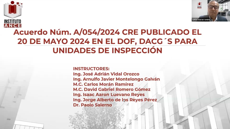 ACUERDO A/054/2024 -CRE publicado el 20 de mayo 2024 en el DOF , DACG´S para Unidades de Inspección