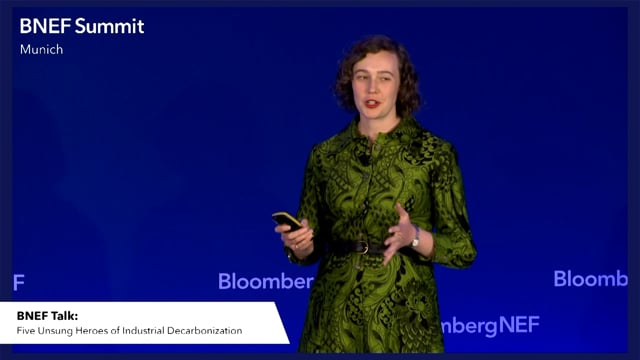 Watch "<h3>BNEF Talk: Five Unsung Heroes of Industrial Decarbonization</h3>
The roles of hydrogen, carbon capture and government subsidies in decarbonizing industry are well established. But it will take much more than this to get industry to net-zero. This talk highlights the importance of five other elements of the process: electrification, retrofits, biomass, infrastructure and private sector demand. Julia Attwood, Sustainable Materials Specialist, BloombergNEF"
