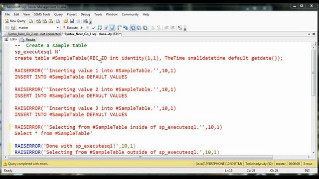 Incorrect Syntax Near Go In Sql Server On Vimeo