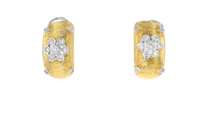 C. 1980 Vintage .55 ct. t.w. Diamond Flower Curved Earrings in 18kt Yellow Gold