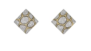 C. 2000 Vintage 3.50 ct. t.w. Diamond Giraffe-Print Earrings in 18kt Two-Tone Gold