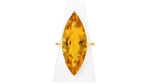 C. 2000 Vintage 16.63 Carat Citrine and .22 ct. t.w. Diamond Ring in 18kt Yellow Gold