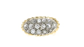 C. 1970 Vintage 1.25 ct. t.w. Diamond Cluster Fluted Ring in 14kt Yellow Gold