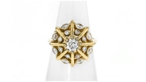 C. 1970 Vintage 2.00 ct. t.w. Diamond Cluster Ring in 14kt Yellow Gold