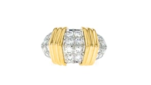 C. 1990 Vintage 1.80 ct. t.w. Diamond Station Ring in Platinum and 18kt Yellow Gold