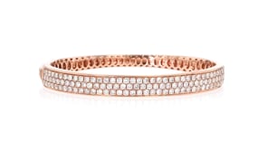C. 1990 Vintage 3.73 ct. t.w. Diamond Three-Row Bangle Bracelet in 14kt Rose Gold