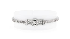 C. 1990 Vintage 1.00 ct. t.w. Diamond Bow Bracelet in Platinum