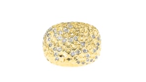 C. 1980 Vintage .29 ct. t.w. Diamond Hammered Ring in 14kt Yellow Gold