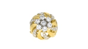 C. 1970 Vintage 1.60 ct. t.w. Diamond Flower Swirl Cocktail Ring in 18kt Yellow Gold