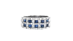C. 1990 Vintage 1.20 ct. t.w. Sapphire and 1.15 ct. t.w. Diamond Ring in 18kt White Gold