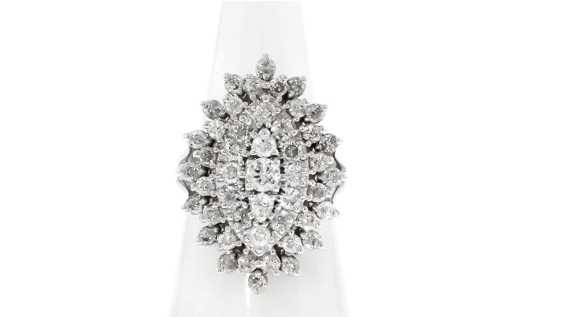 C. 1960 Vintage 3.15 ct. t.w. Diamond Cluster Cocktail Ring in