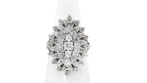 C. 1960 Vintage 3.15 ct. t.w. Diamond Cluster Cocktail Ring in 14kt White Gold