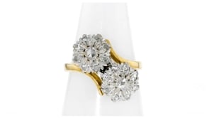 C. 1950 Vintage .60 ct. t.w. Diamond Cluster Bypass Ring in 18kt Two-Tone Gold