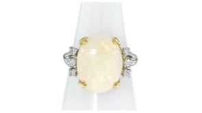 C. 1985 Vintage Opal and .25 ct. t.w. Diamond Ring in 14kt Two-Tone Gold