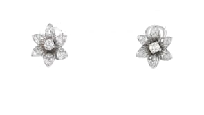 C. 1990 Vintage .65 ct. t.w. Diamond Flower Earrings in 14kt White Gold