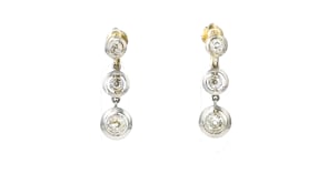 C. 1970 Vintage .90 ct. t.w. Diamond Drop Earrings in Platinum and 18kt Yellow Gold