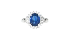 C. 2000 Vintage 1.64 Carat Sapphire and .40 ct. t.w. Diamond Ring in Platinum