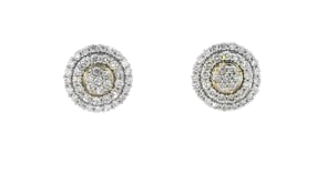 C. 1990 Vintage 1.65 ct. t.w. Diamond Cluster Earrings in 14kt Yellow Gold