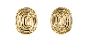 C. 1980 Vintage 14kt Yellow Gold Ridged Oval Earrings