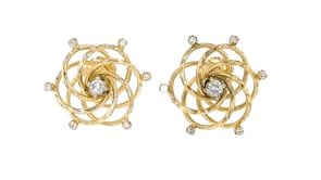 C. 1980 Vintage .40 ct. t.w. Diamond Swirl Earrings in 14kt Yellow Gold