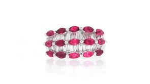 C. 2000 Vintage 1.50 ct. t.w. Ruby and .90 ct. t.w. Diamond Ring in 18kt White Gold