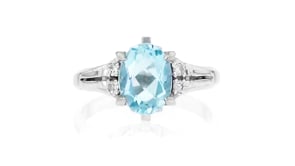 C. 1990 Vintage 1.55 Carat Aquamarine Ring with .10 ct. t.w. Diamonds in Platinum