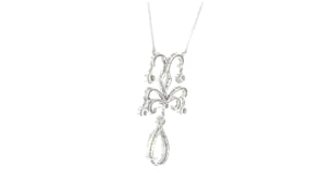 C. 1980 Vintage 11.00 Carat Prasiolite, 2.70 ct. t.w. Green Tourmaline and 1.60 ct. t.w. Diamond Drop Necklace in 14kt White Gol