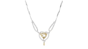 C. 1990 Vintage 1.25 ct. t.w. Diamond Heart Necklace in 18kt Two-Tone Gold