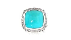 C. 1990 Vintage David Yurman Turquoise and .75 ct. t.w. Diamond Ring in Sterling Silver