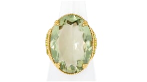 20.00 Carat Prasiolite and .80 ct. t.w. Peridot Ring in 18kt Gold Over Sterling