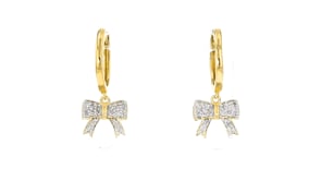 15 ct. t.w. Diamond Bow Hoop Drop Earrings in 18kt Gold Over Sterling