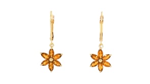 1.40 ct. t.w. Citrine Flower Drop Earrings in 18kt Gold Over Sterling