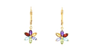 1.60 ct. t.w. Multi-Gemstone Flower Drop Earrings in 18kt Gold Over Sterling