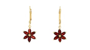 2.10 ct. t.w. Garnet Flower Drop Earrings in 18kt Gold Over Sterling