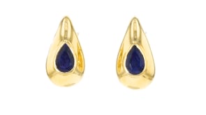 4.50 ct. t.w. Sapphire Teardrop Earrings in 18kt Gold Over Sterling