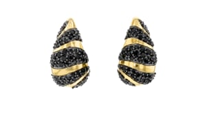 11.00 ct. t.w. Black Spinel Animal-Print Teardrop Earrings in 18kt Gold Over Sterling