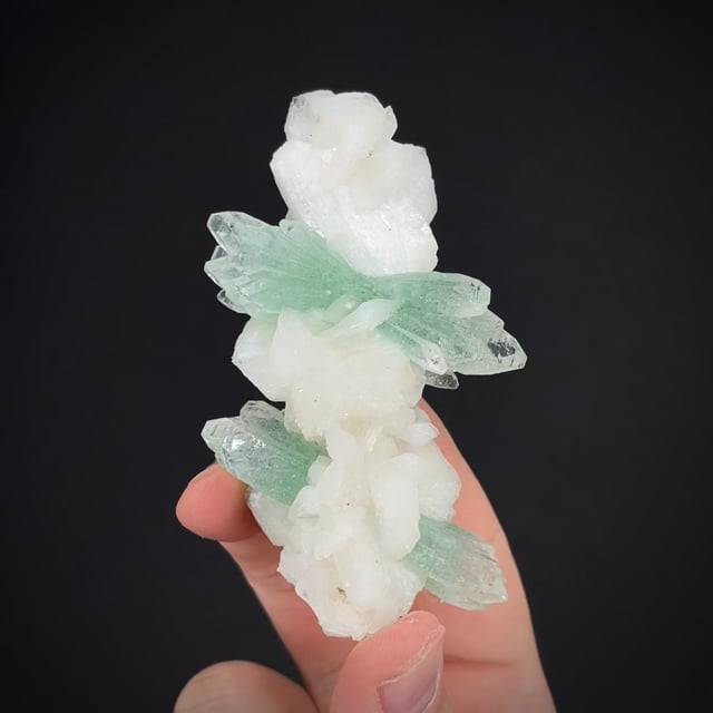 Fluorapophyllite-(K) on Stilbite stalactite